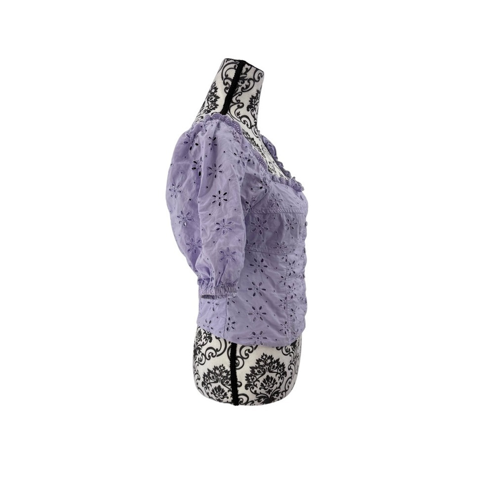 GAP Puff Sleeve Eyelet Shirt in Purple Lotus - Picture 7 of 13